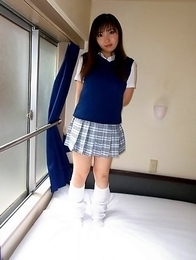 Haruka Ohsawa posing in her schoolgirl uniform and hiking up her top to show her big boobs Haruka Ohsawa posing in her schoolgirl uniform and hiking up her top to show her big boobs