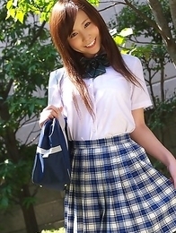 Schoolgirl Iyo Hanak poses at the open air in sexy skirt Schoolgirl Iyo Hanak poses at the open air in sexy skirt