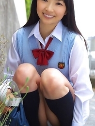 Kotone Moriyama in uniform bends and shows ass on street Kotone Moriyama in uniform bends and shows ass on street