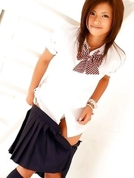 Ryo Kanesaki gets uniform skirt off and shows cunt in panty Ryo Kanesaki gets uniform skirt off and shows cunt in panty