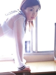 Aki Hoshino is so hot in short skirt and see through outfit Aki Hoshino is so hot in short skirt and see through outfit