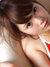 Manami Sato with sexy curves in bath suit plays with pillow Manami Sato with sexy curves in bath suit plays with pillow