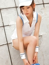 Kana Yuuki takes tennis skirt off while playing with ball Kana Yuuki takes tennis skirt off while playing with ball