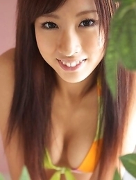 Ayaka Enomoto in yellow bath suit and sandals is appetizing Ayaka Enomoto in yellow bath suit and sandals is appetizing